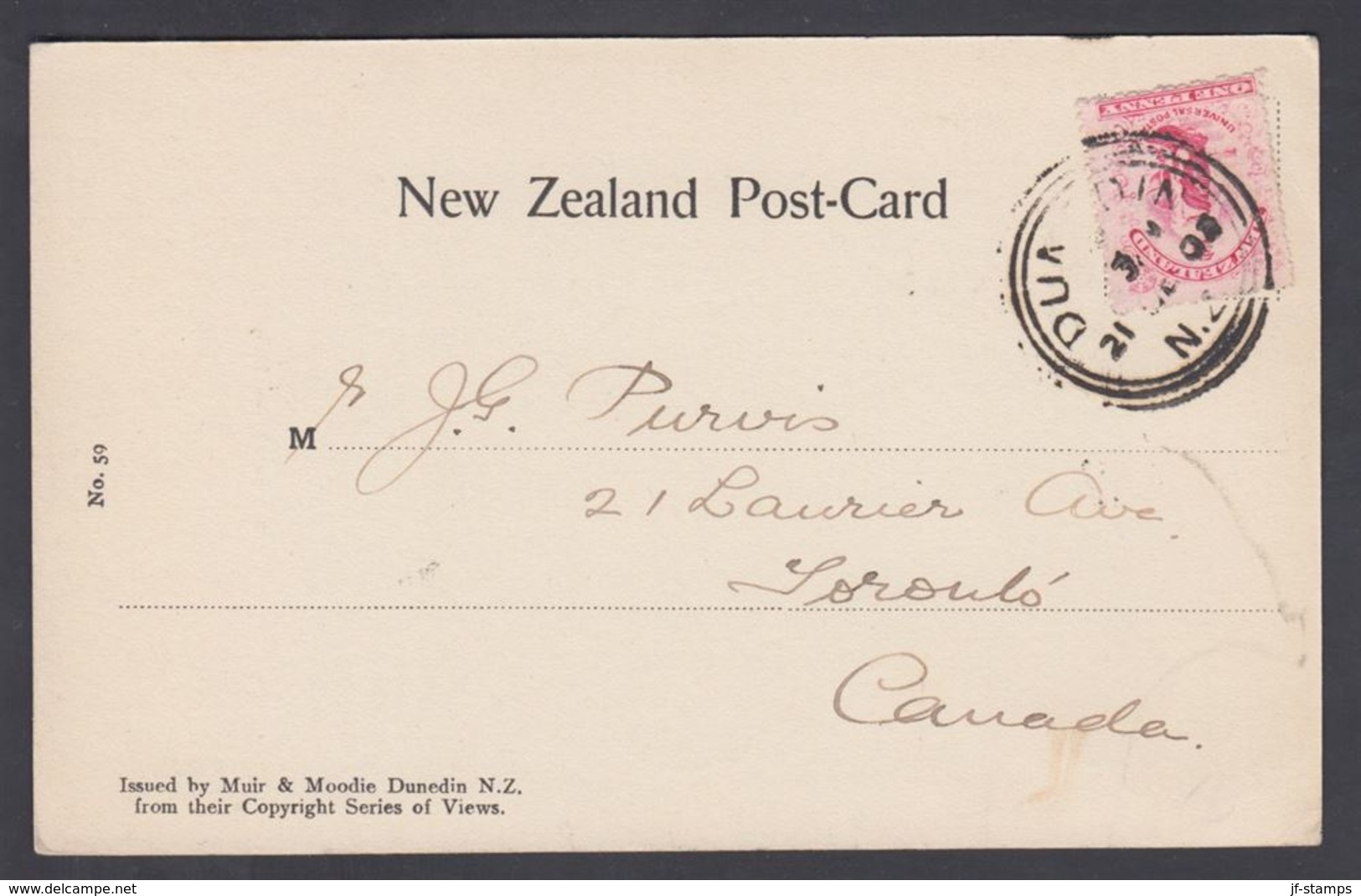 1905. New Zealand.  POST CARD. First Church - Dunedin. DUNEDIN N.Z. 21 DE 03. To Toro... (MICHEL 100) - JF323563 - Brieven En Documenten