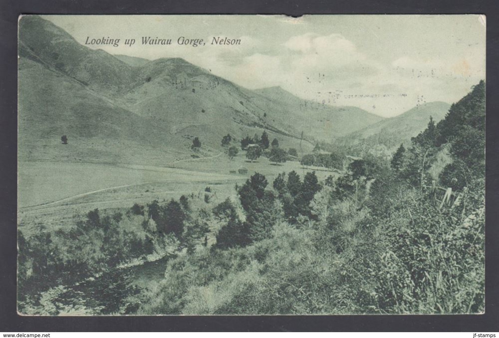 1908. New Zealand.  POST CARD. Looking Up Wairau Gorge, Nelson. To Cape Town, South A... (MICHEL 100) - JF323567 - Covers & Documents