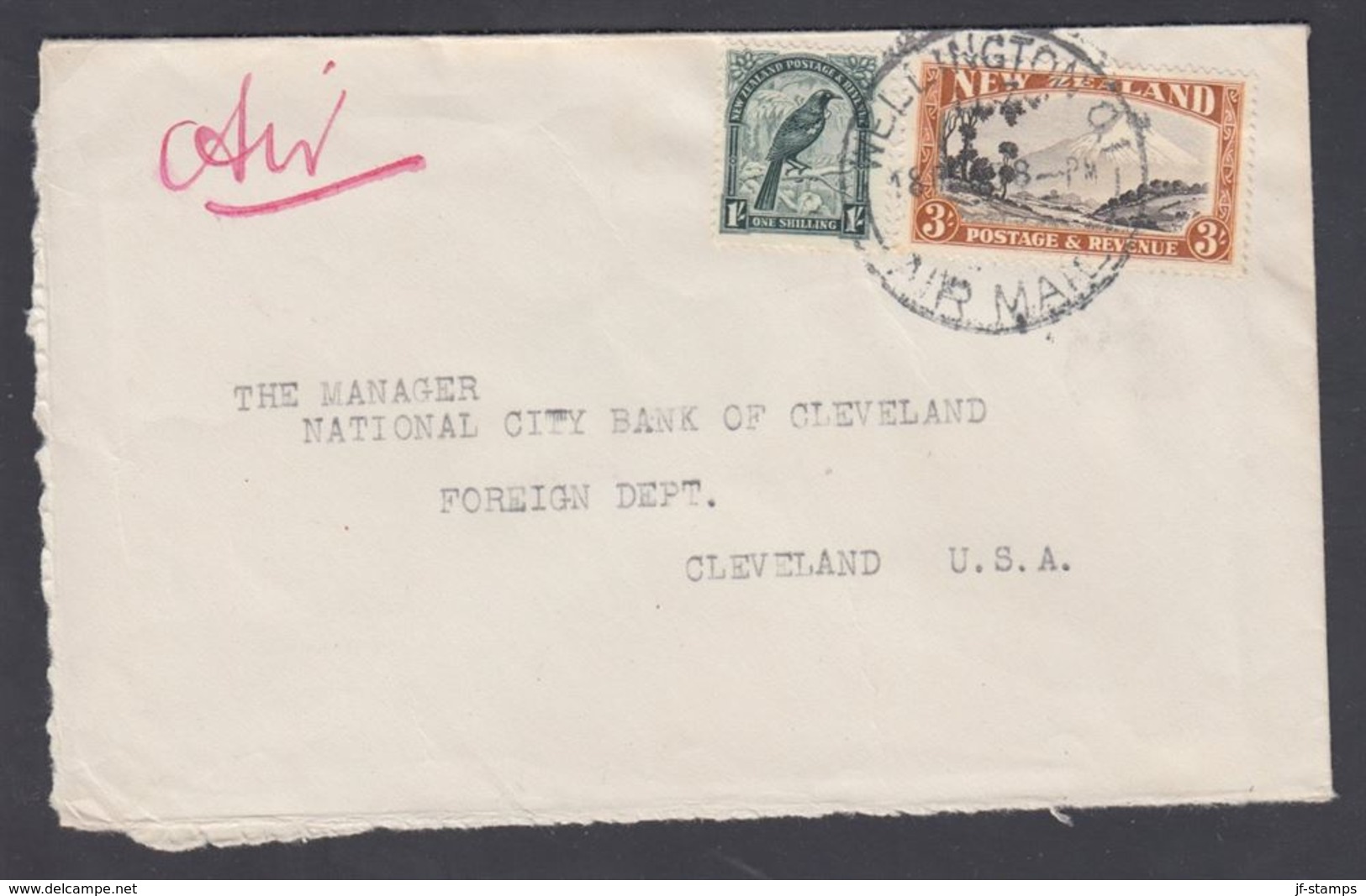 1940. New Zealand. Landscapes 3 Sh. + 1 Sh. On Cover To Cleveland, USA From WELLINGTO... (MICHEL 225+) - JF323610 - Brieven En Documenten