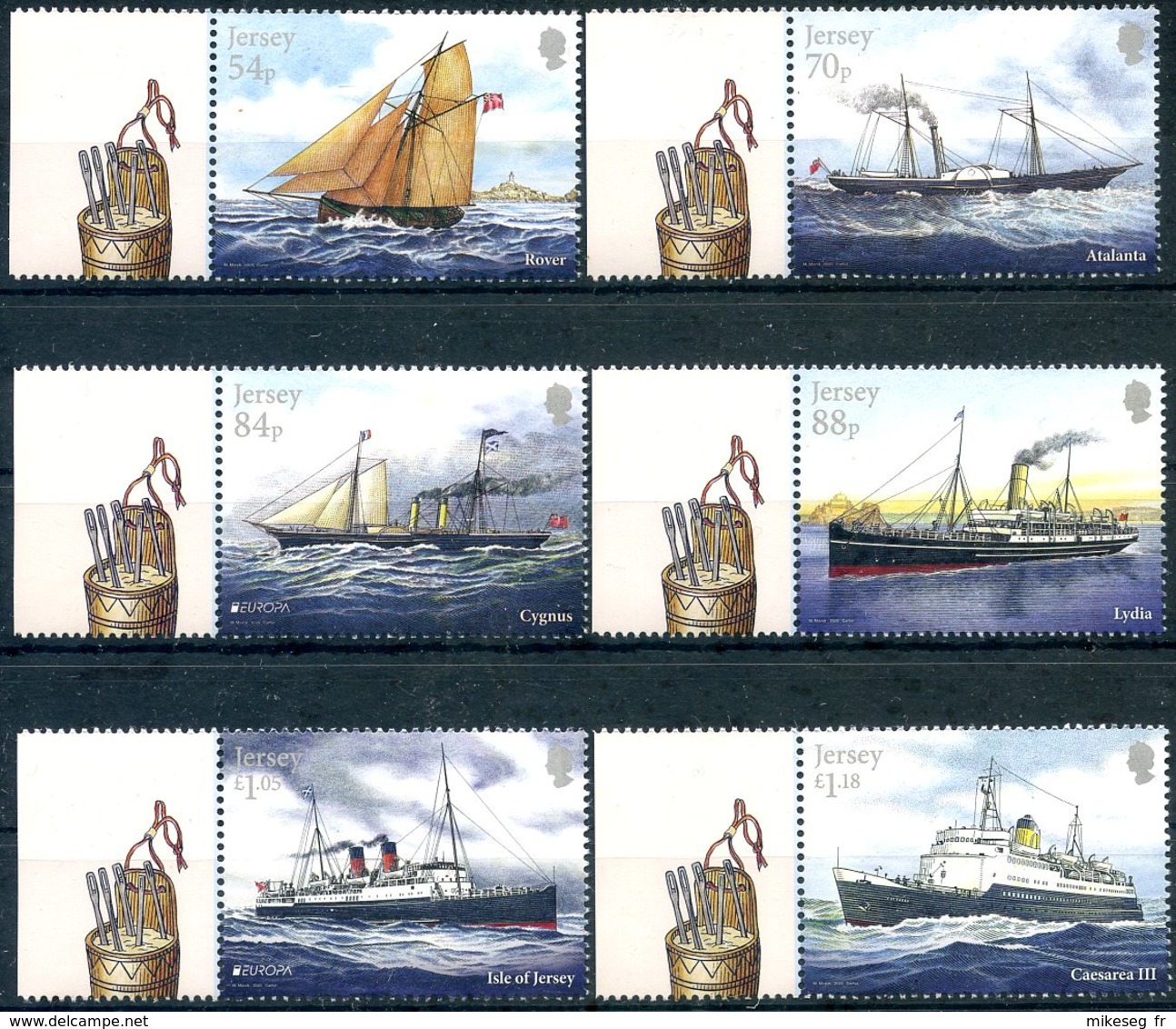 Europa 2020 - Jersey - Mail Ships (série Complète 6 Timbres Dont 2 Europa) ** - 2020