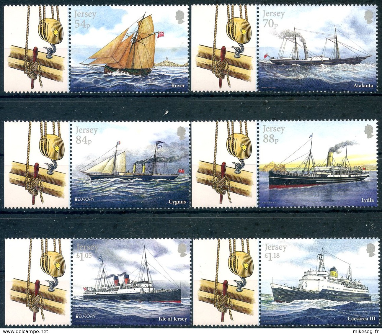 Europa 2020 - Jersey - Mail Ships (série Complète 6 Timbres Dont 2 Europa) ** - 2020