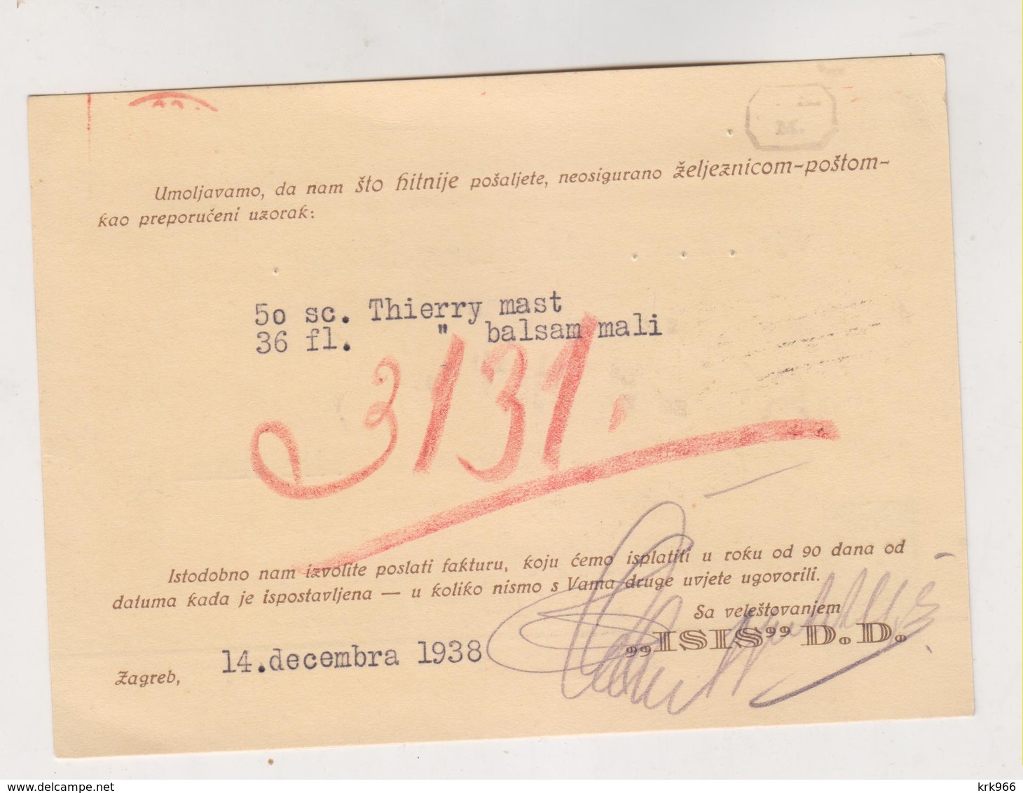 YUGOSLAVIA,1938 ,ZAGREB  Postcard MACHINE CANCEL ISIS - Brieven En Documenten