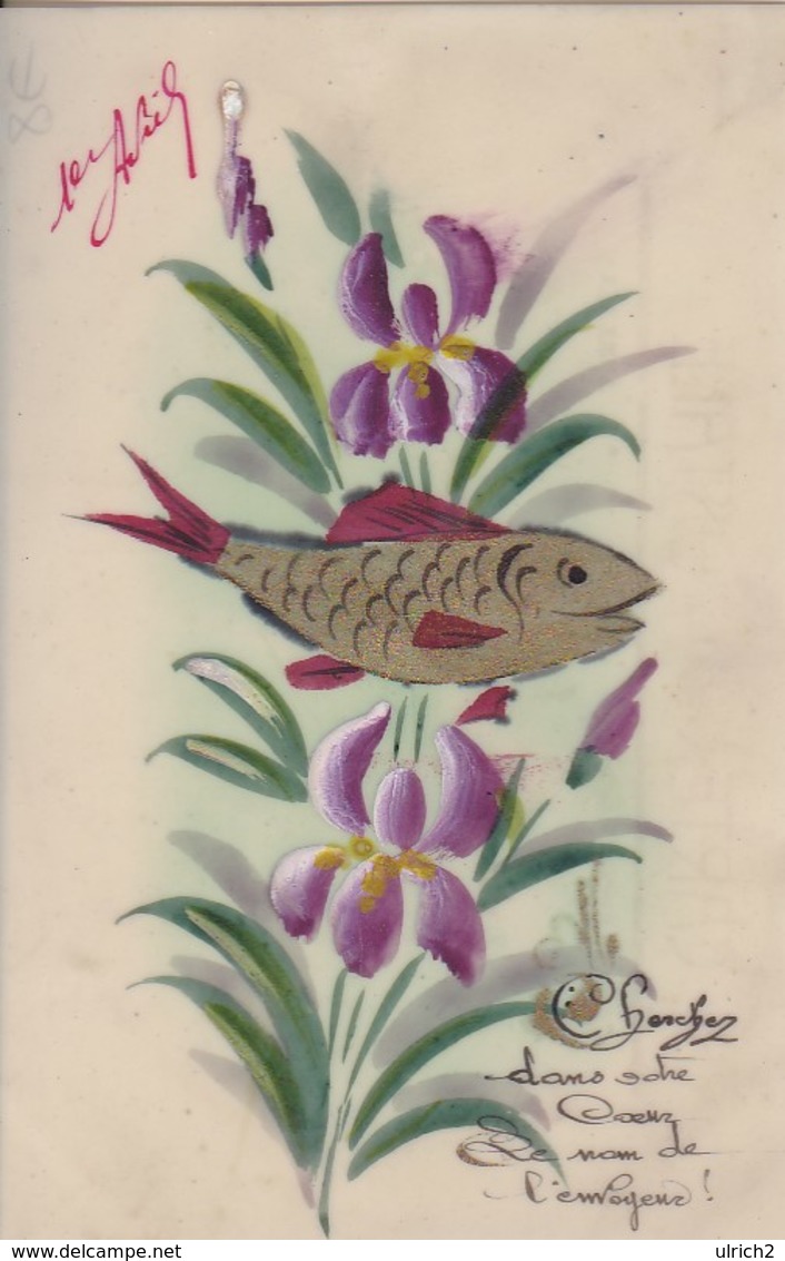 AK Blumen Und Fisch - Handgemalt Auf Zelluloid - Ca. 1920 (49597) - Autres & Non Classés