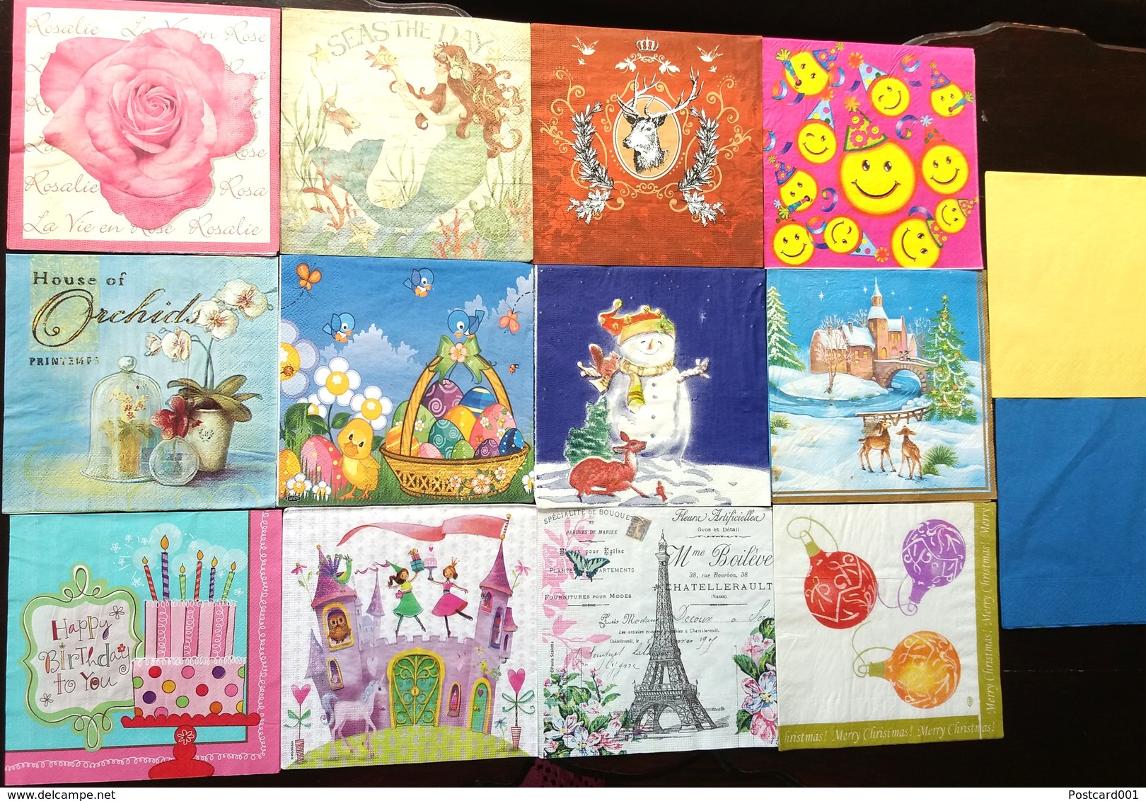 14  Pcs  NAPKINS - NEW YEAR, EASTER, PARTY, FLOWERS OTHER - 2-3 Layers - Paper Napkins (decorated)