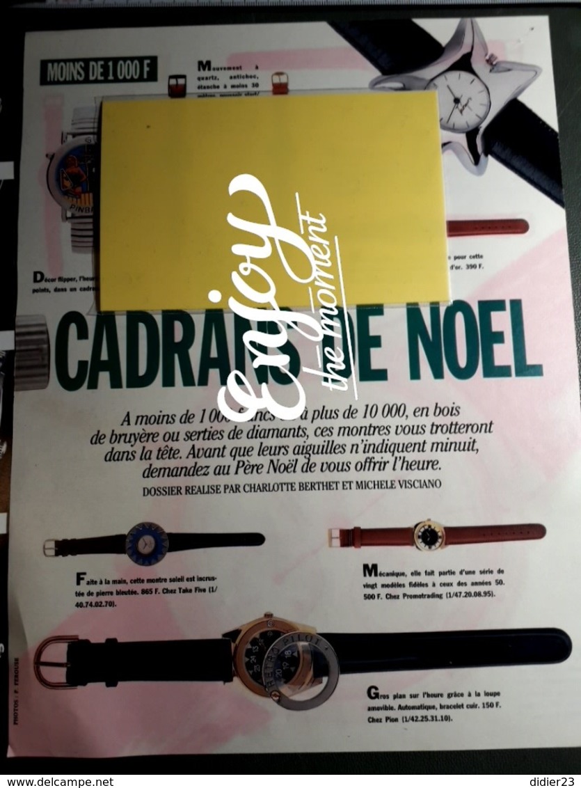 COUPURE DE PRESSE ET MAGAZINE  HORLOGERIE MONTRES DOCUMENTATION