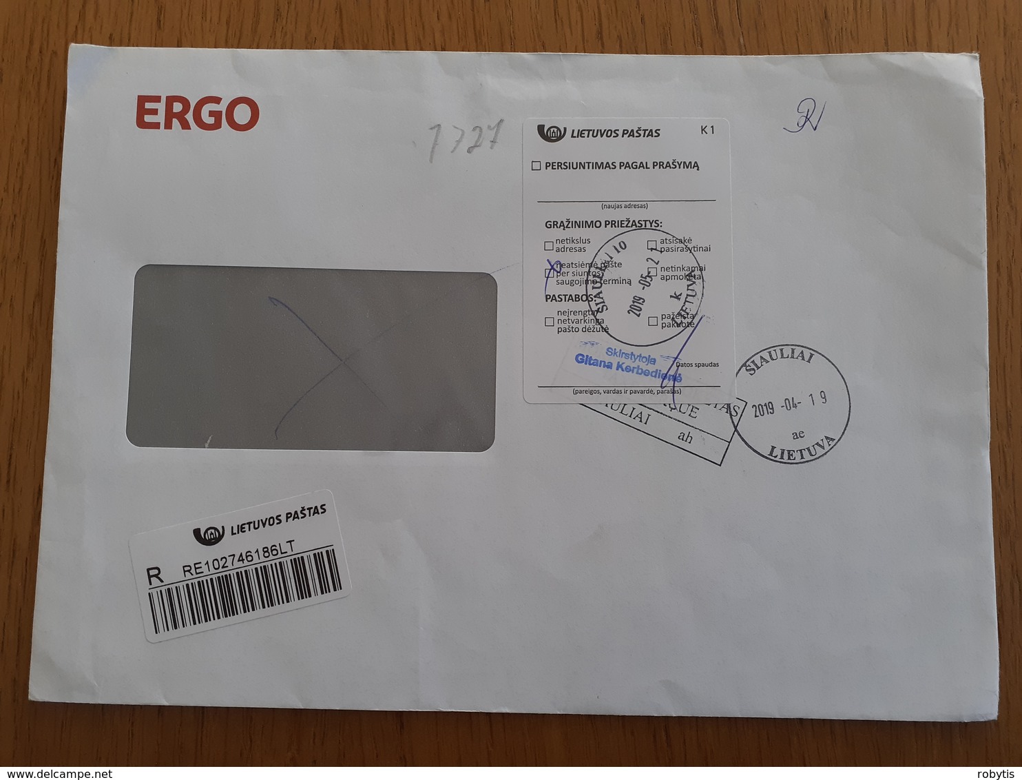 Lithuania Litauen Cover Sent From  Siauliai 2019  Returned - Litouwen