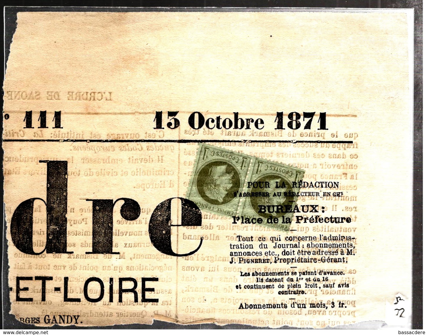 31402 -  Tarif  Journal  2 C - 1849-1876: Periodo Clásico