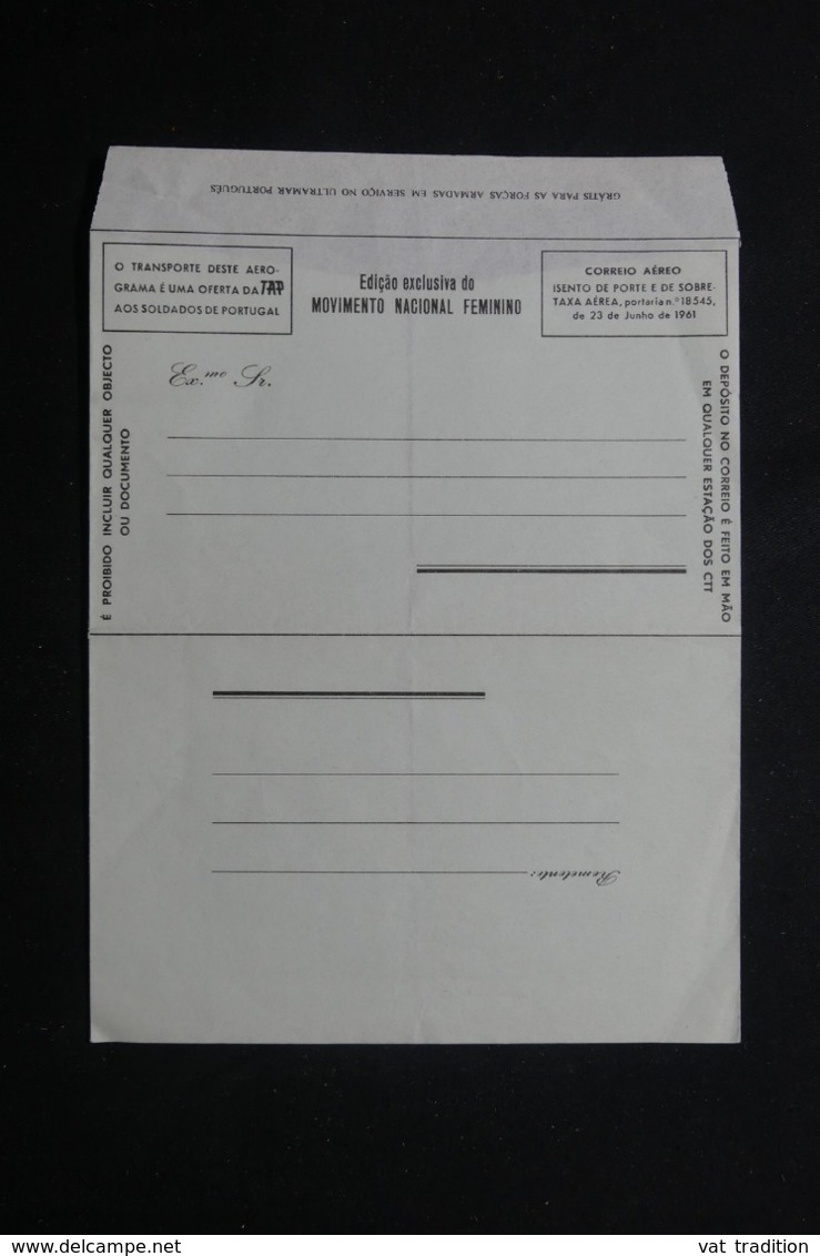 PORTUGAL - Aérogramme En FM Pour Les Soldats ( édité Par La Mouvement National Féministe ) - L 59598 - Cartas & Documentos