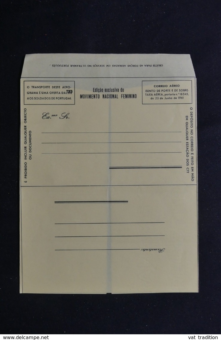 PORTUGAL - Aérogramme En FM Pour Les Soldats ( édité Par La Mouvement National Féministe ) - L 59599 - Lettres & Documents