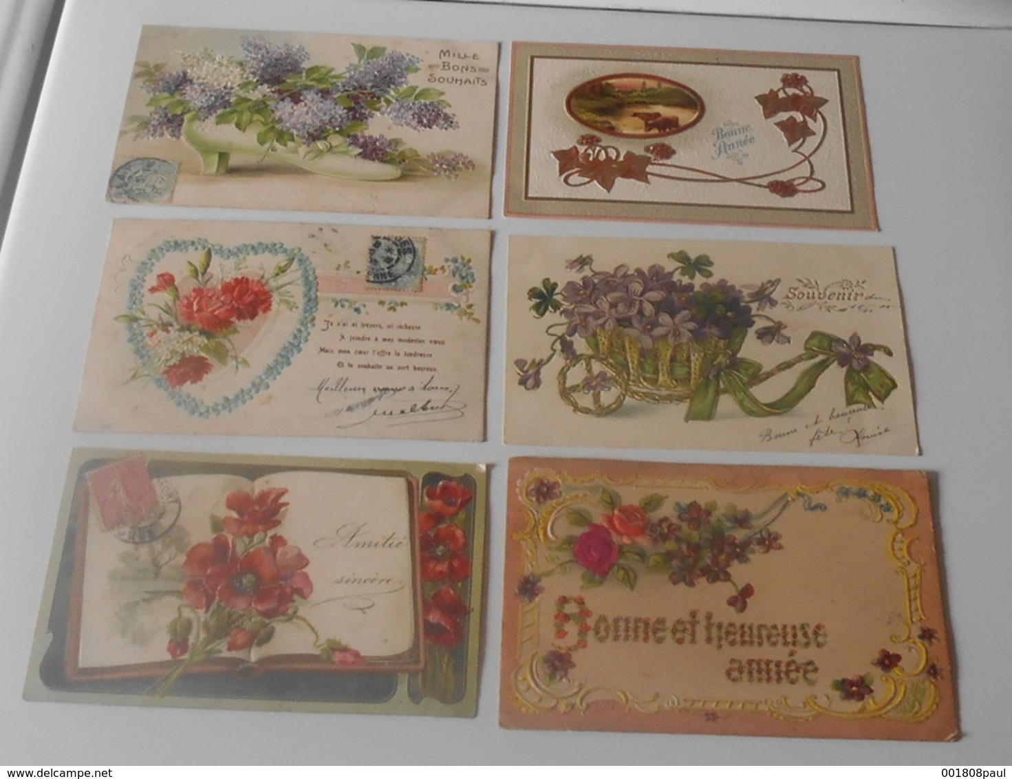 Lot 18 Cartes Postales Fantaisies Gaufrée - Fleurs - Plantes - Autres & Non Classés