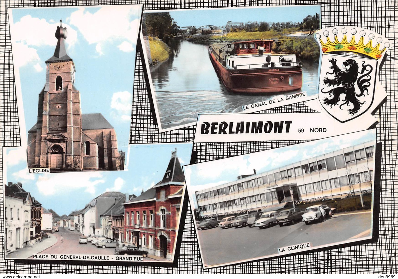 BERLAIMONT - Le Canal De La Sambre - Péniche "St-Benoit Thuin" - Eglise - Clinique - Place Du Général De Gaulle - Blason - Berlaimont
