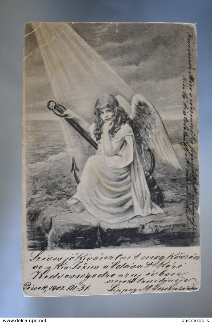 B154 Scolik Charles Girl Angel Anchor 1902 - Scolik, Charles