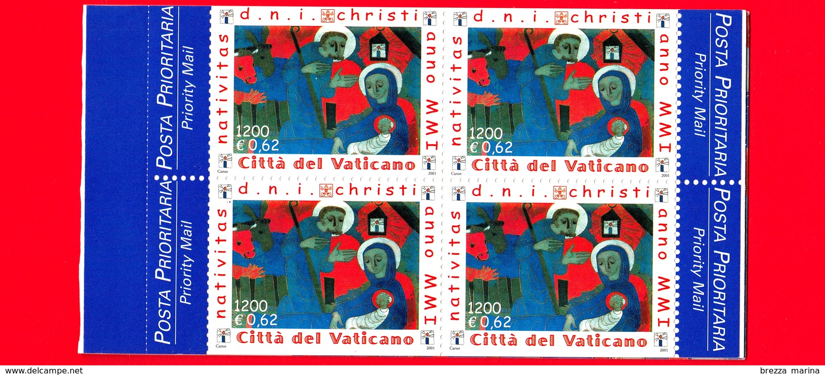 Nuovo - MNH - VATICANO - 2001 ­- Natale - Natività, Opera Di E.G.Weinert - 4 Esemplari Da 1200 L. - 0.62 - Libretto - Booklets