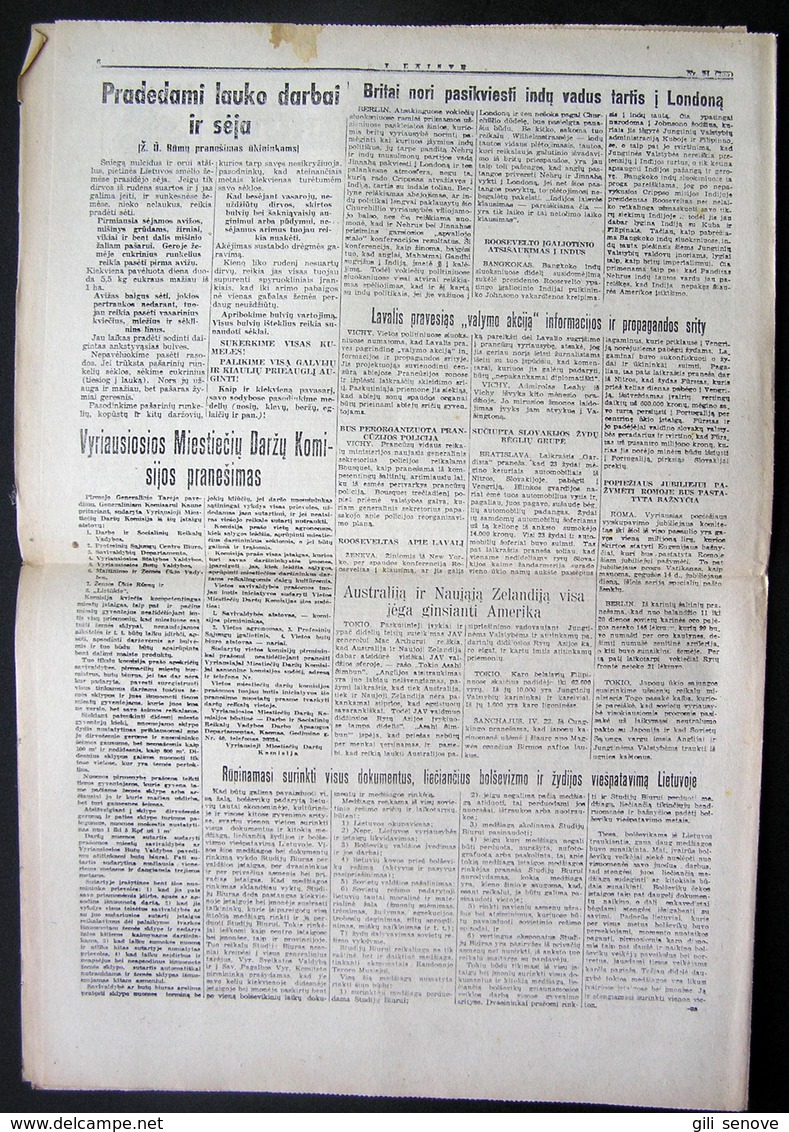 Lithuanian Newspaper/ Į Laisvę No. 35 1942.04.23 - Informations Générales