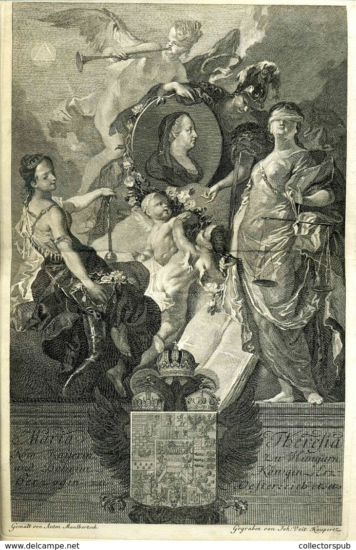 MÁRIA TERÉZIA Rézmetszet 1769. / Antique Print-MARIA THERESIA-AUSTRIA-ALLEGORY-JUSTICE-Maulbertsch-Kauperz-1769 Képméret - Non Classificati