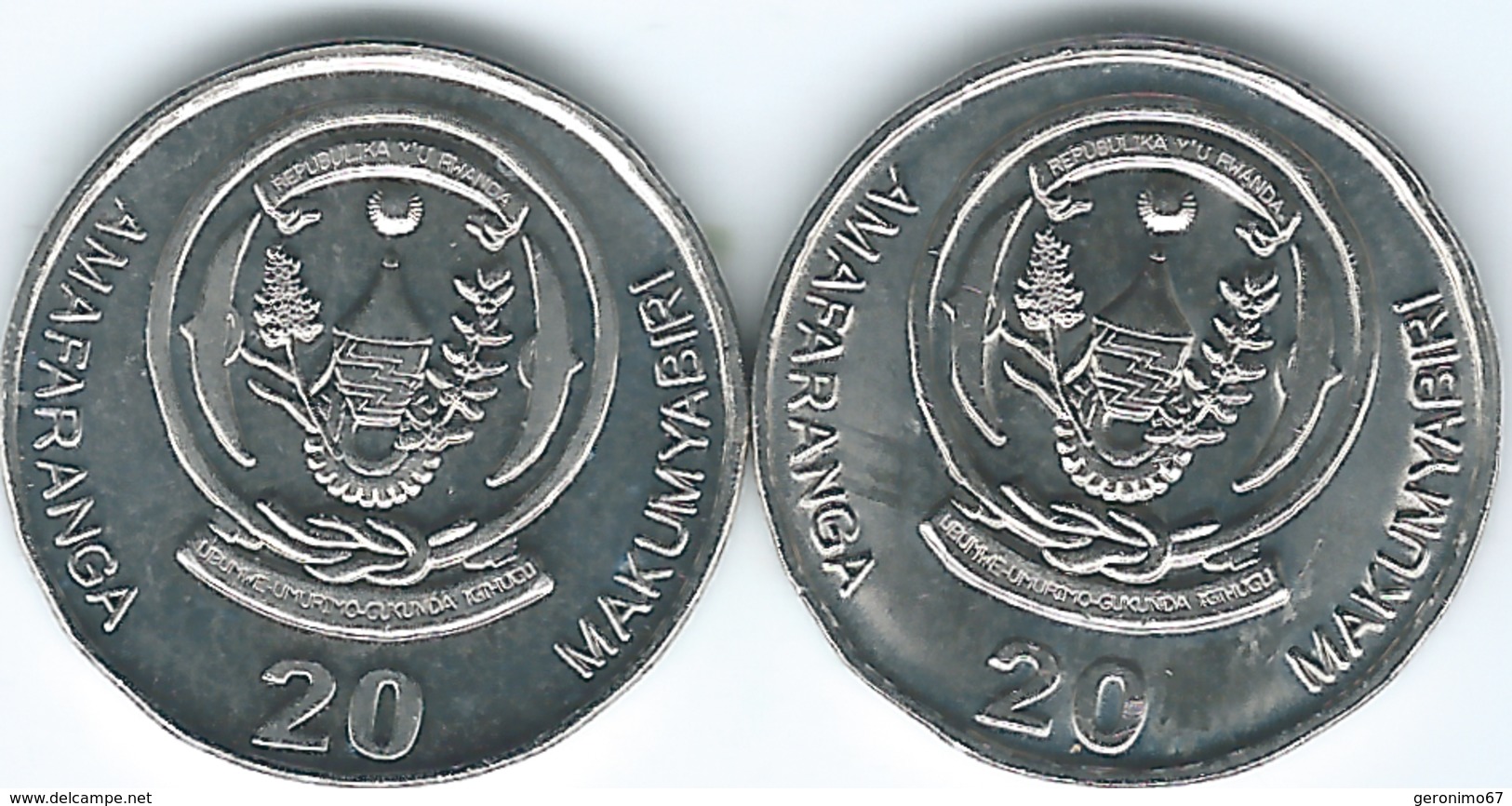 Rwanda - 20 Francs - 2003 KM25 & 2009 - KM35 - Rwanda