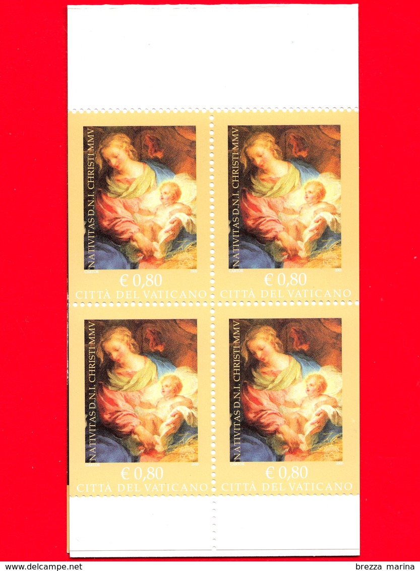 Nuovo - MNH - VATICANO - 2005 - Natale - Christmas - 0,80 € × 4  - Adorazione Dei Pastori, Opera Di François Le Moyne - Libretti