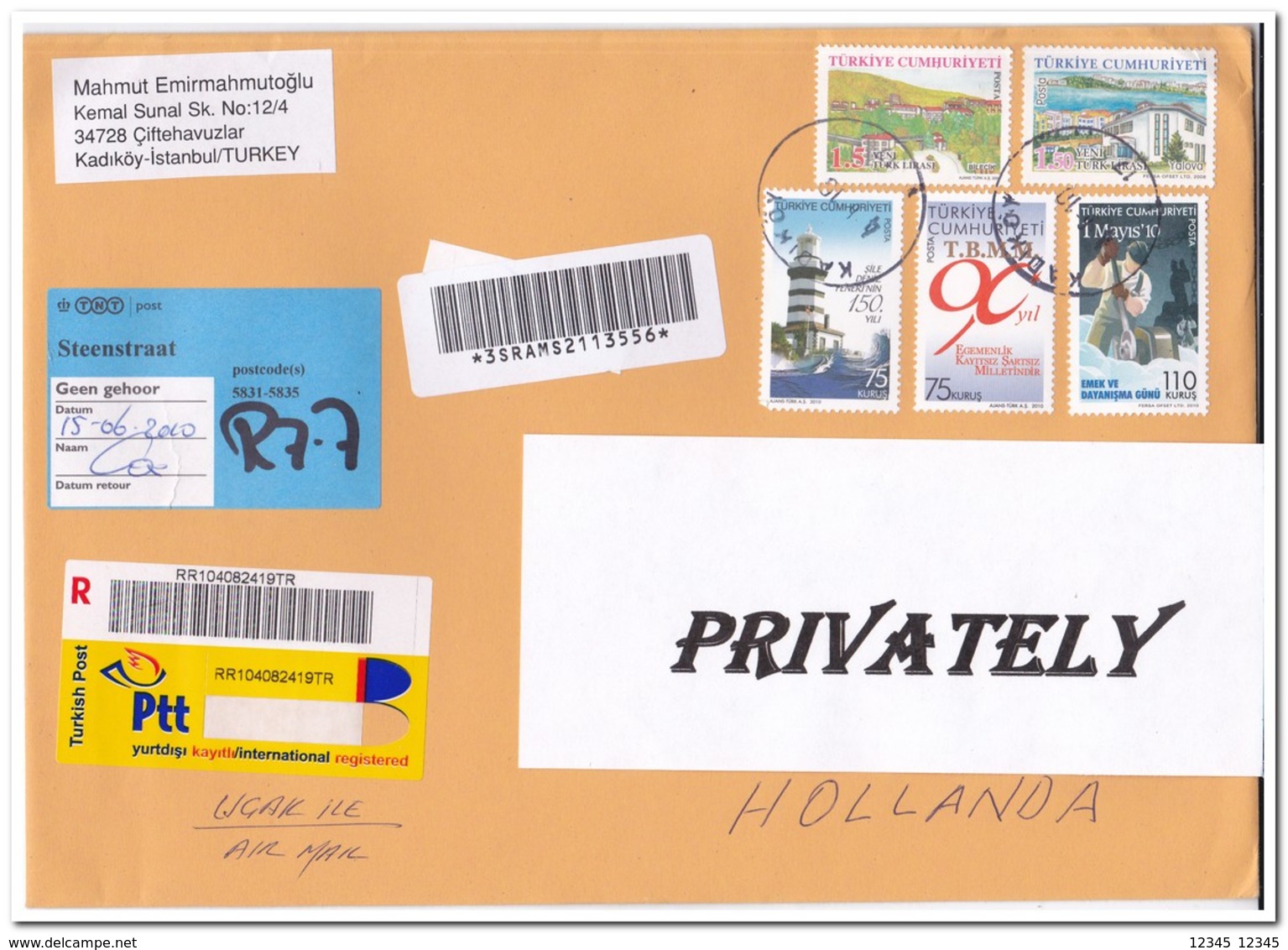 Turkije 2010, Registered Mail To Netherland - Lettres & Documents