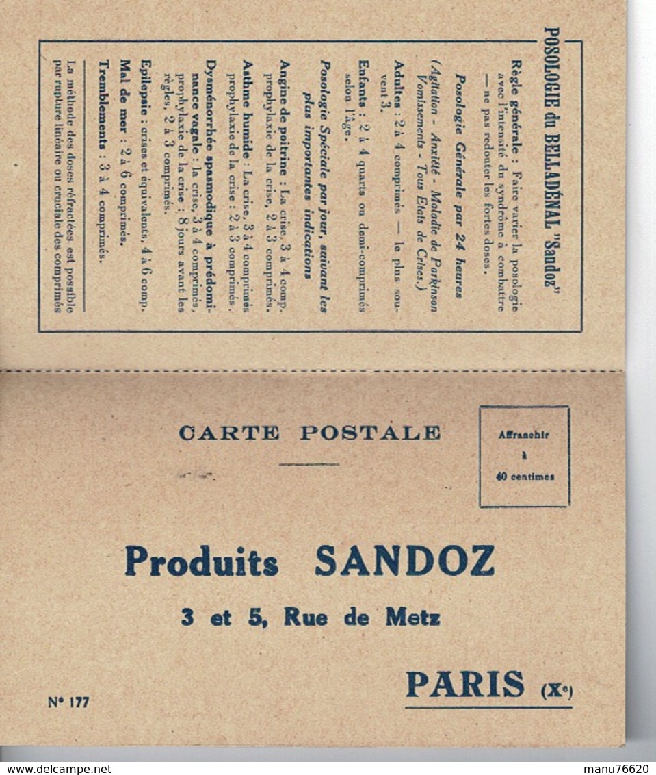 Carte Postale PRODUITS SANDOZ - Paris - 1927 - Other & Unclassified