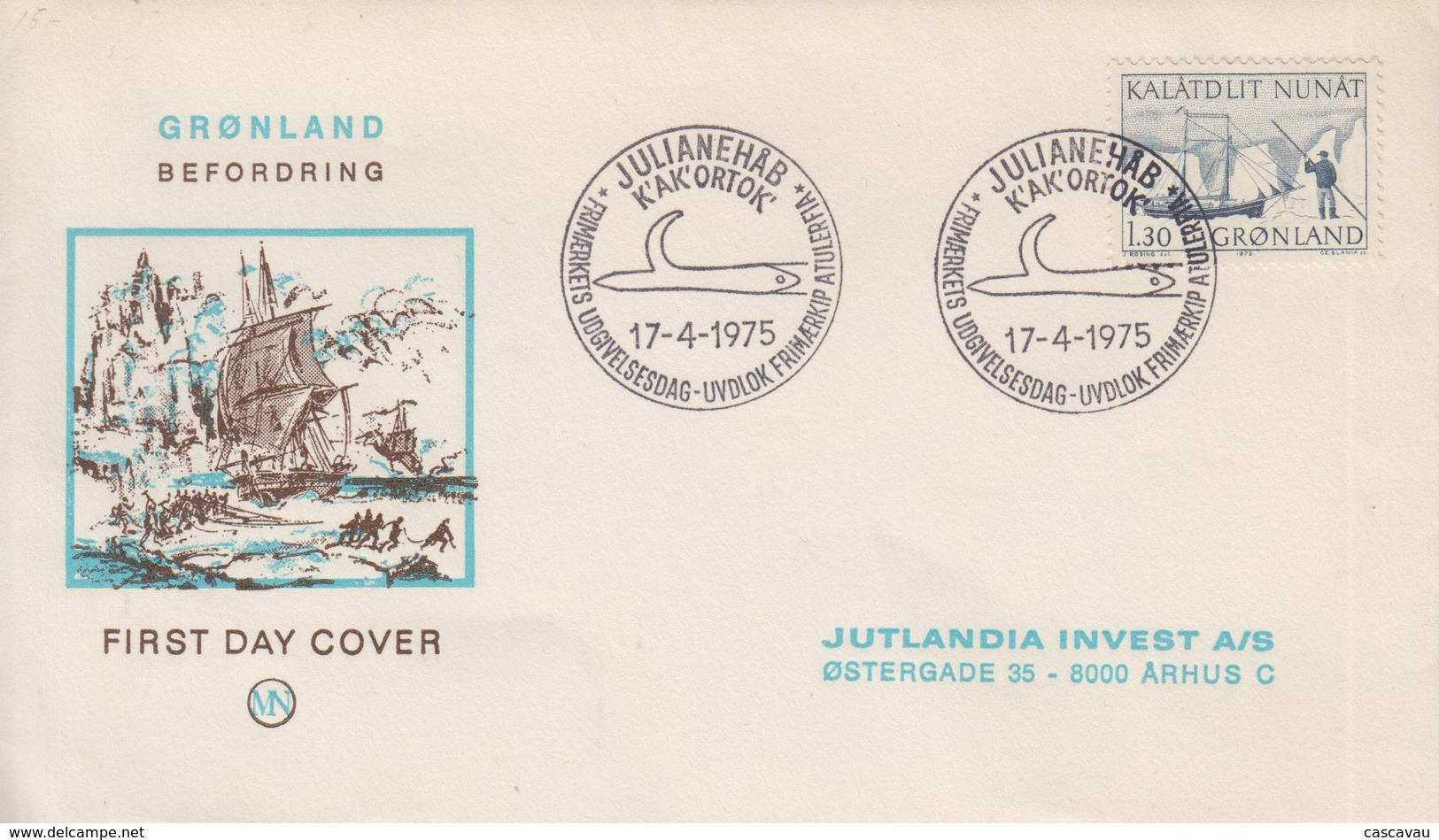 Enveloppe  FDC  1er  Jour  GROENLAND   Transports  Postaux   1975 - FDC