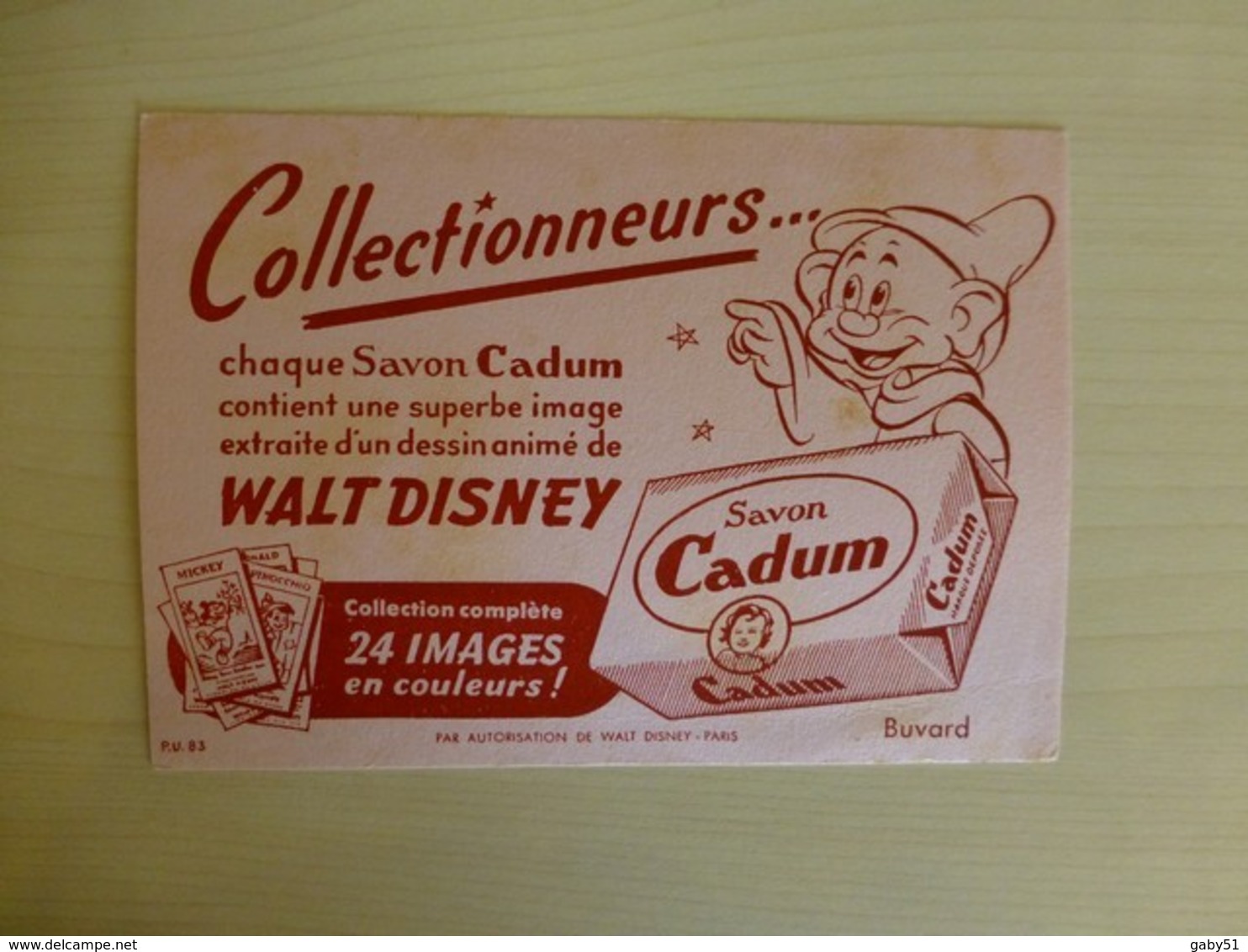 WALT DISNEY, Savon CADUM, Ref 1692 ; BU 02B - Autres & Non Classés