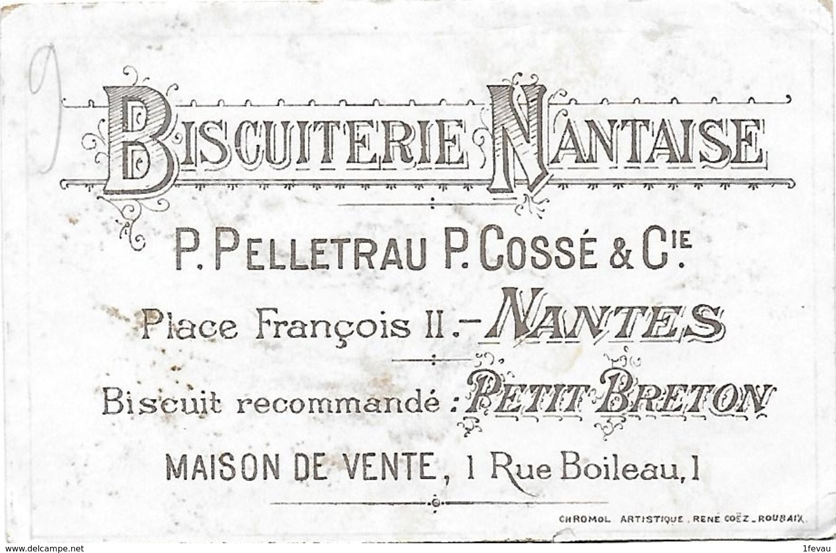 Chromo Ancien Biscuiterie Nantaise Pierrot Et Colombine 11.5* 7.5 Cm - Lu
