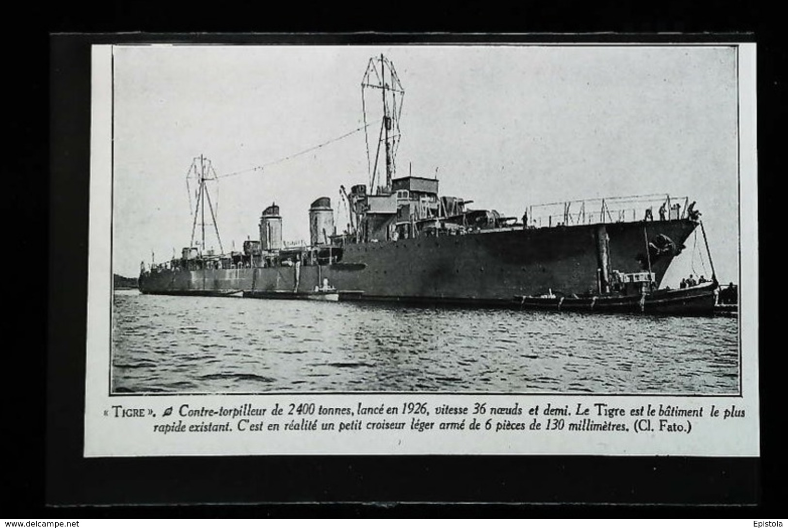 Navire De Guerre - Contre Torpilleur  "TIGRE" - Coupure De Presse (encadré Photo) De 1927 - Autres & Non Classés