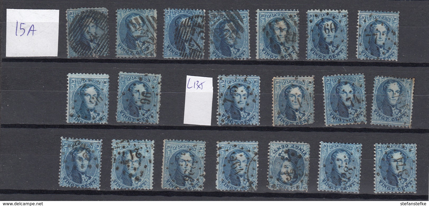 Belgie - Belgique Ocb Nr : 15A  Lots Differents Obliterations Mixed Lot    (zie  Scan) - 1863-1864 Médaillons (13/16)