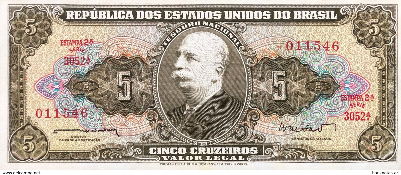 Brazil 5 Cruzeiros, P-176a (1962) - UNC - Brasil