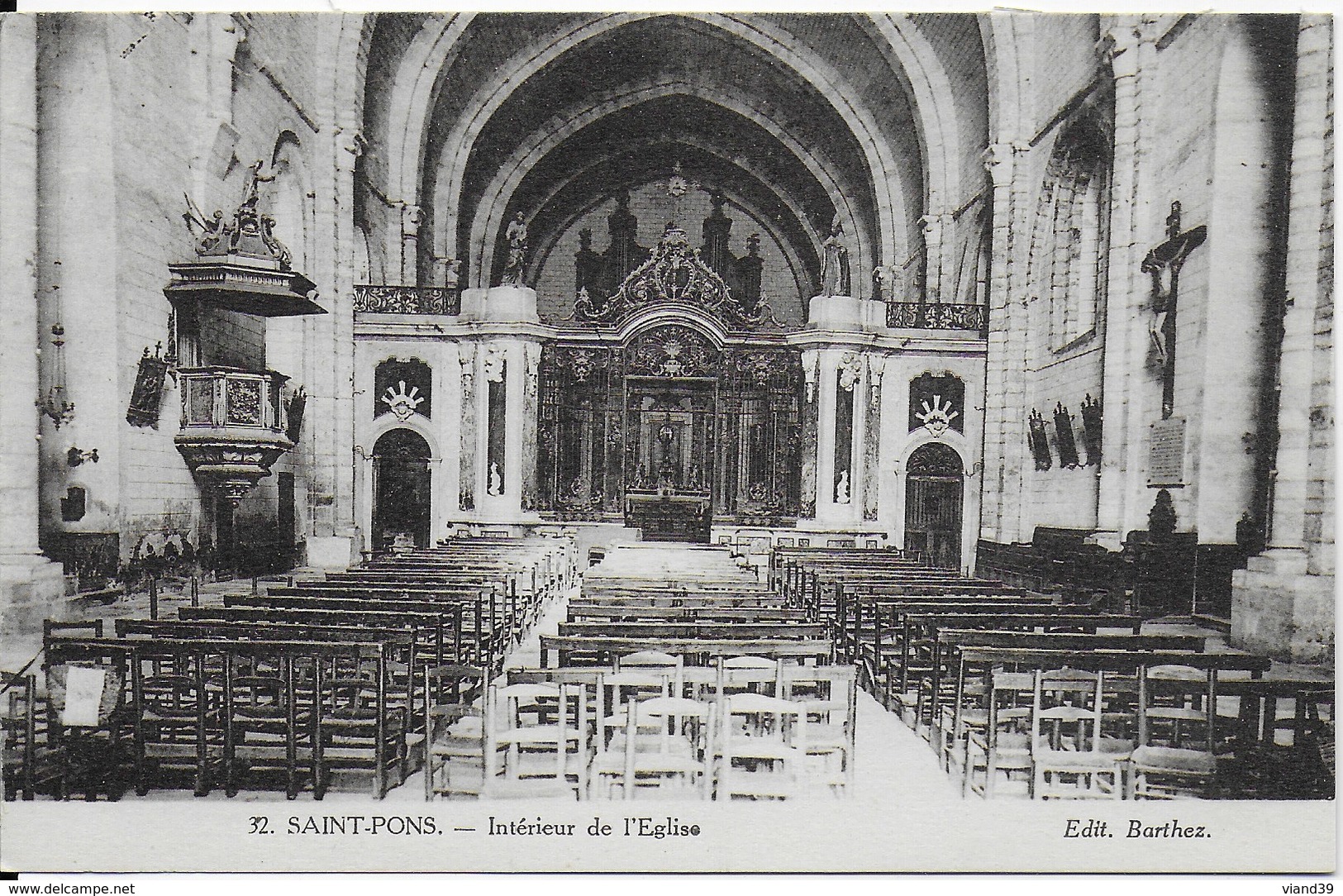 Saint Pons De Thomières -Intérieur De L'église -  Carte Non écrite - Saint-Pons-de-Thomières