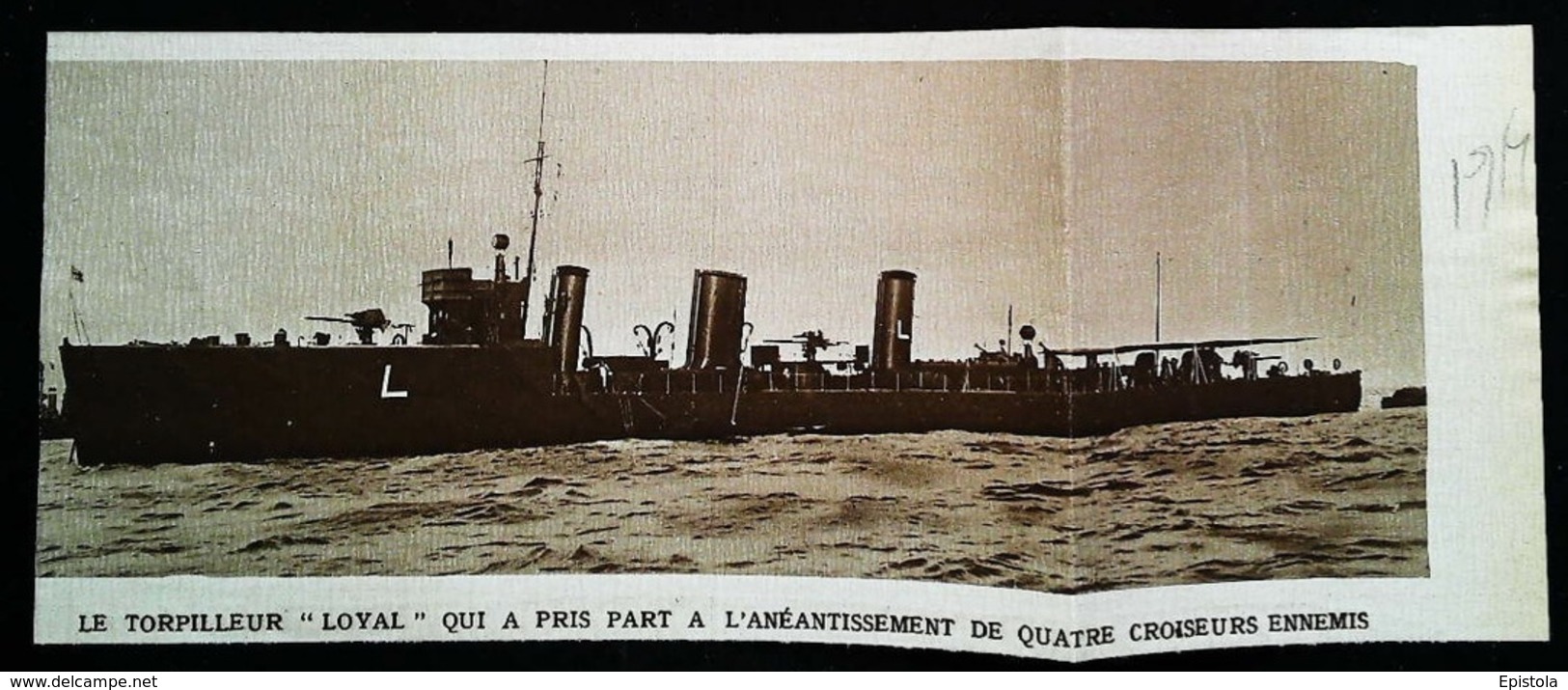 Turquie - Torpilleur Anglais "LOYAL" De La Royal Navy - Coupure De Presse (encadré Photo) De 1914 - Autres & Non Classés