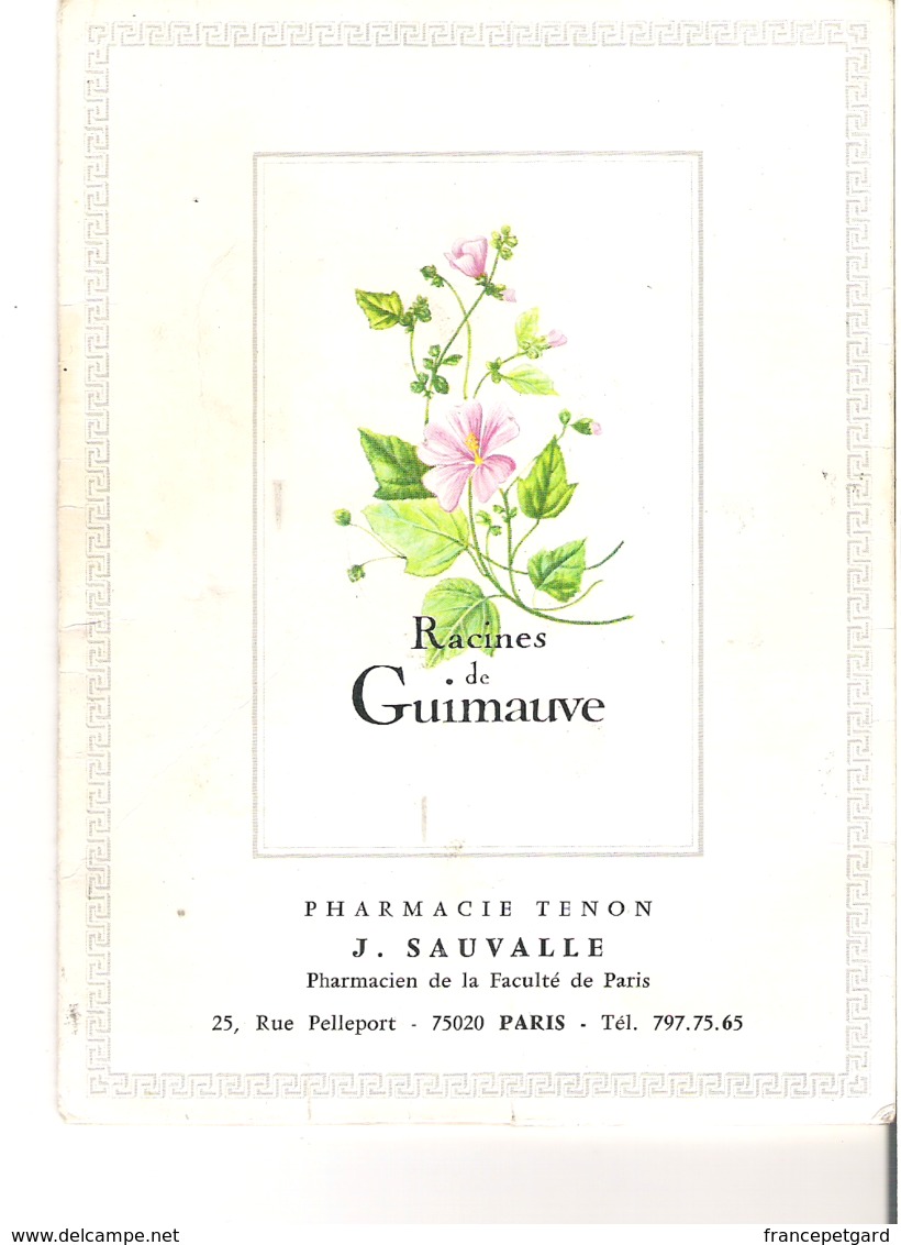 Porte Ordonnance   Pharmacie Tenon   J.Sauvalle   25 Rue Pelleport   75020   Paris  Racines De Guimauve - V