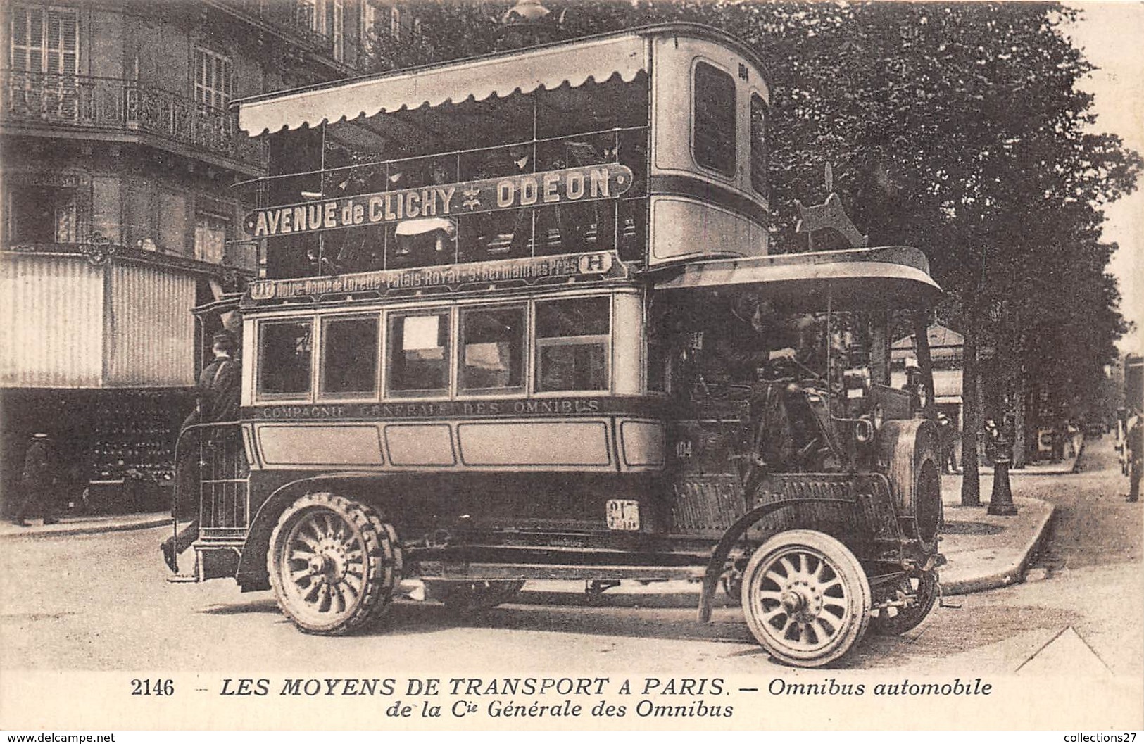PARIS-LES MOYENS DE TRANSPORT A PARIS , OMNUBUS AUTOMOBILE DE LA Cie GENERALE DES OMNIBUS - Openbaar Vervoer