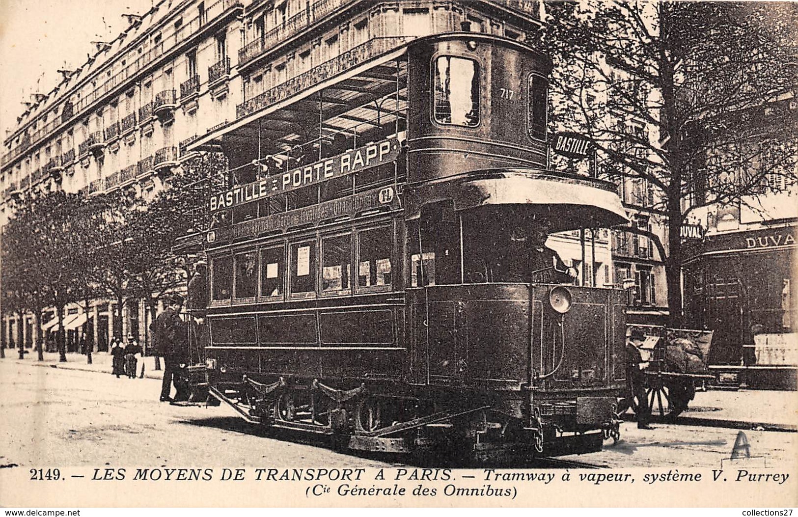 PARIS-LES MOYENS DE TRANSPORT A PARIS ,TRAMWAY A VAPEUR SYSTEME V. PURREY DE LA Cie GENERALE DES OMNIBUS - Public Transport (surface)