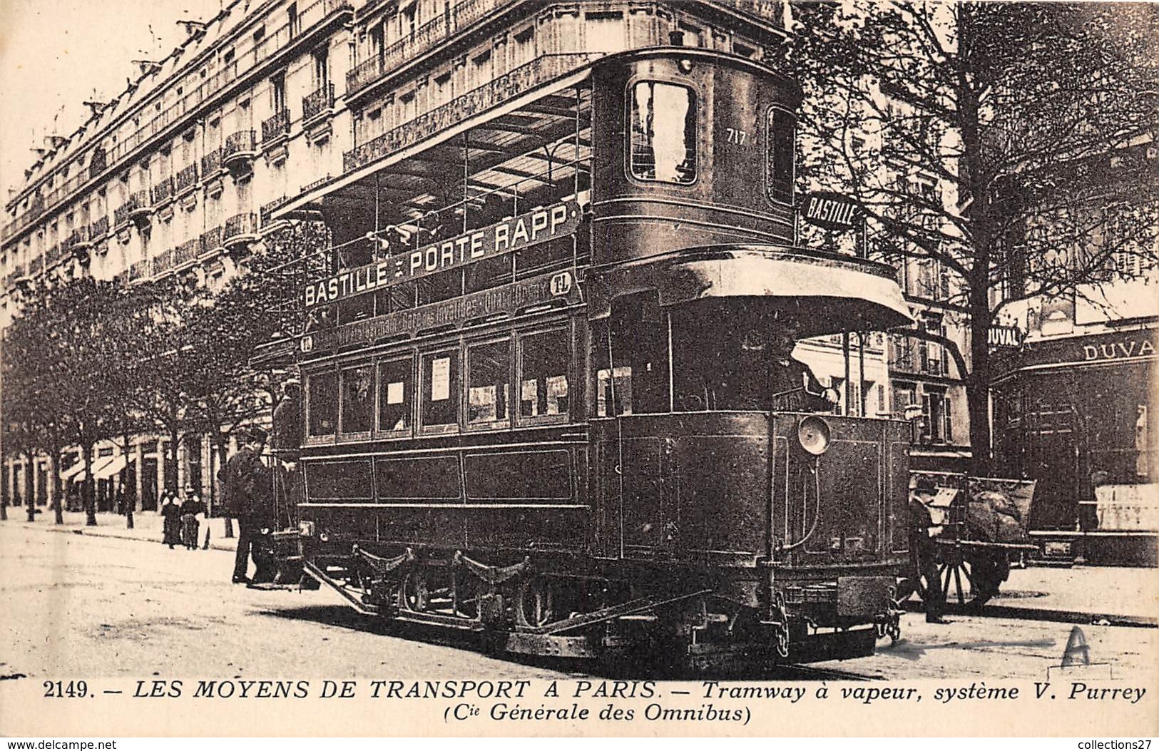 PARIS-LES MOYENS DE TRANSPORT A PARIS ,TRAMWAY A VAPEUR SYSTEME V. PURREY DE LA Cie GENERALE DES OMNIBUS - Transport Urbain En Surface