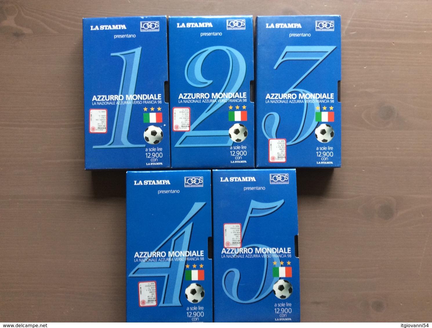 Raccolta 5 Cassette VHS "Azzurro Mondiale" La Stampa 1998 - Sports