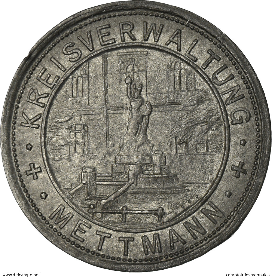 Monnaie, Allemagne, Kriegsgeld, Mettmann, 50 Pfennig, 1917, TTB+, Zinc - Monétaires/De Nécessité