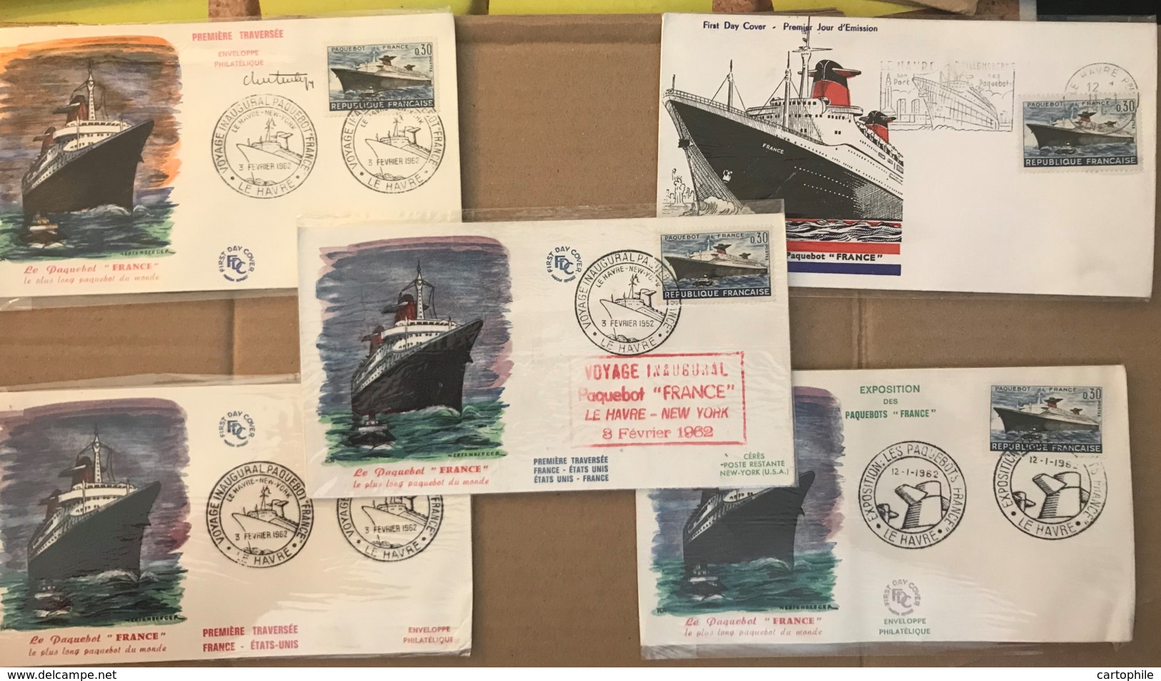 Lot De 5 FDC France - Voyage Inaugural Du Paquebot France 1962 Le Havre - New York - 1960-1969