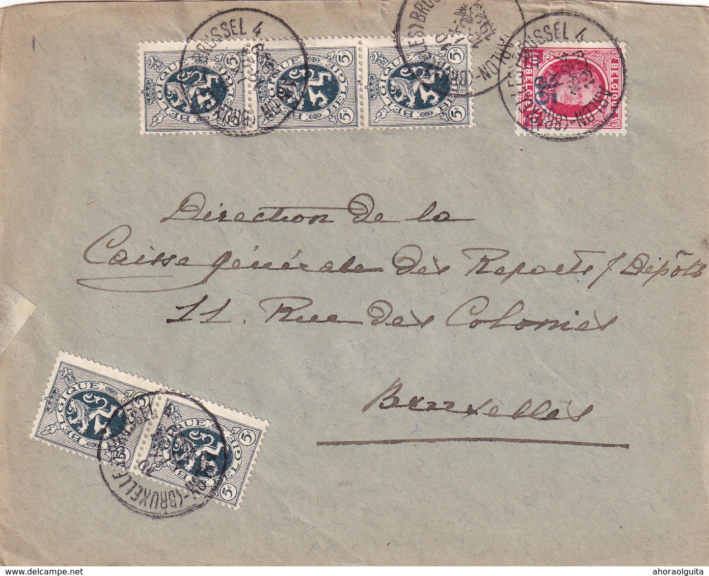 DDX 074 --  Enveloppe TP Lion Héraldique Et Houyoux Ambulant ARLON-BRUXELLES 4 En 1929 - Ambulantes