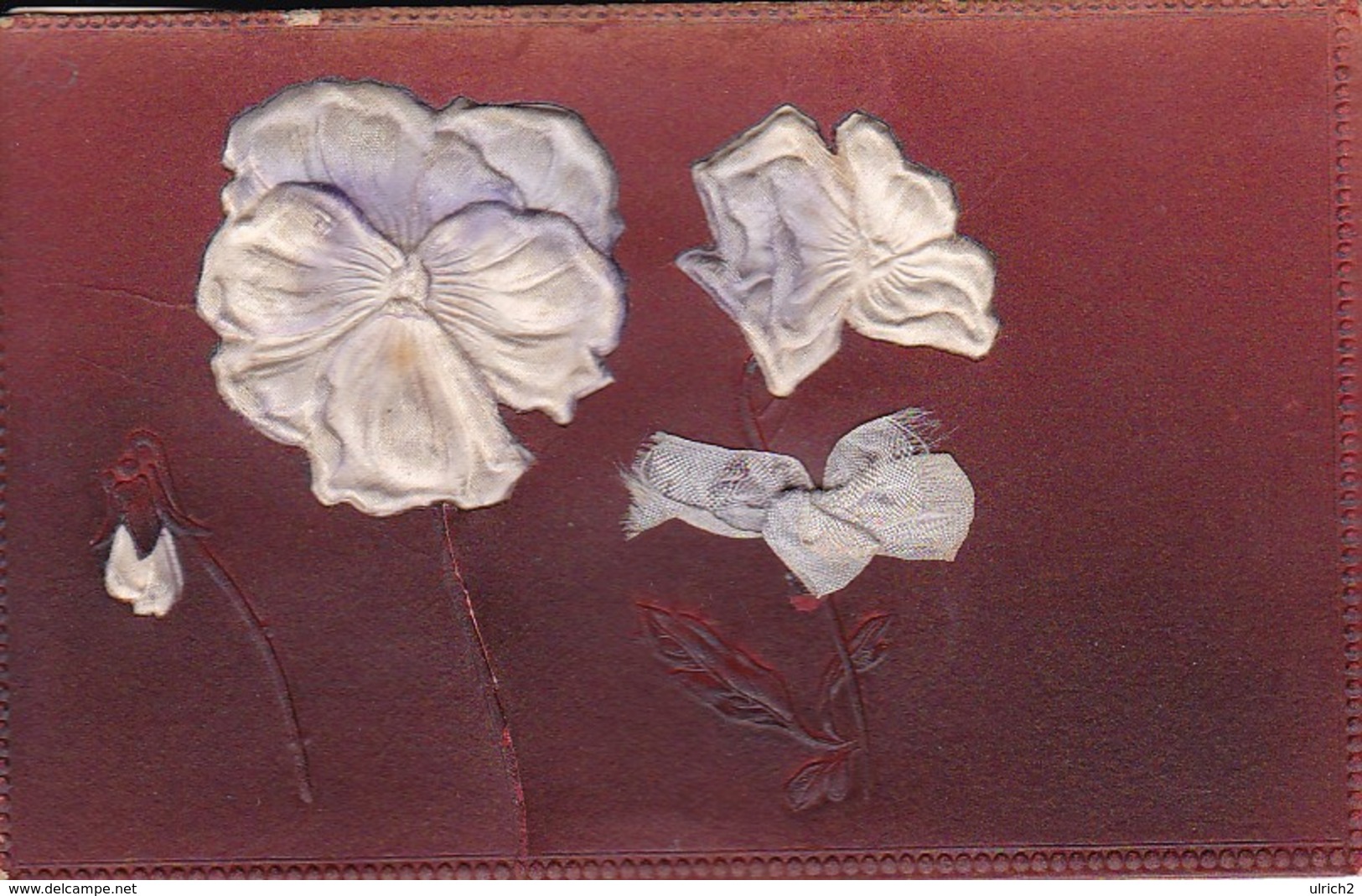 AK Blumen Blüten Und Stoffschleife - Reliefdruck - Ca. 1910  (49625) - Autres & Non Classés