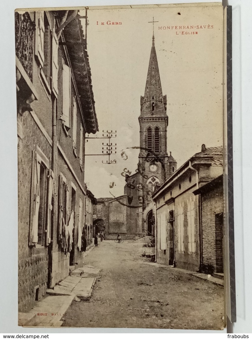 32 - MONFERRAN SAVES - L'EGLISE - ANIMÉE - Ed BAYLAC - 1935 - Autres & Non Classés