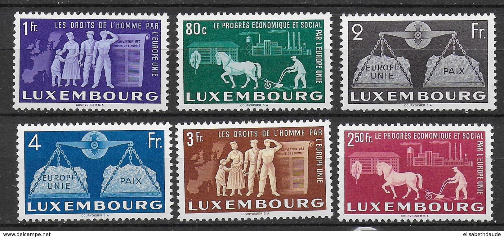 LUXEMBOURG - 1951 - YVERT N° 443/448 ** MNH  - COTE = 250 EUROS - DROITS DE L'HOMME - Ungebraucht