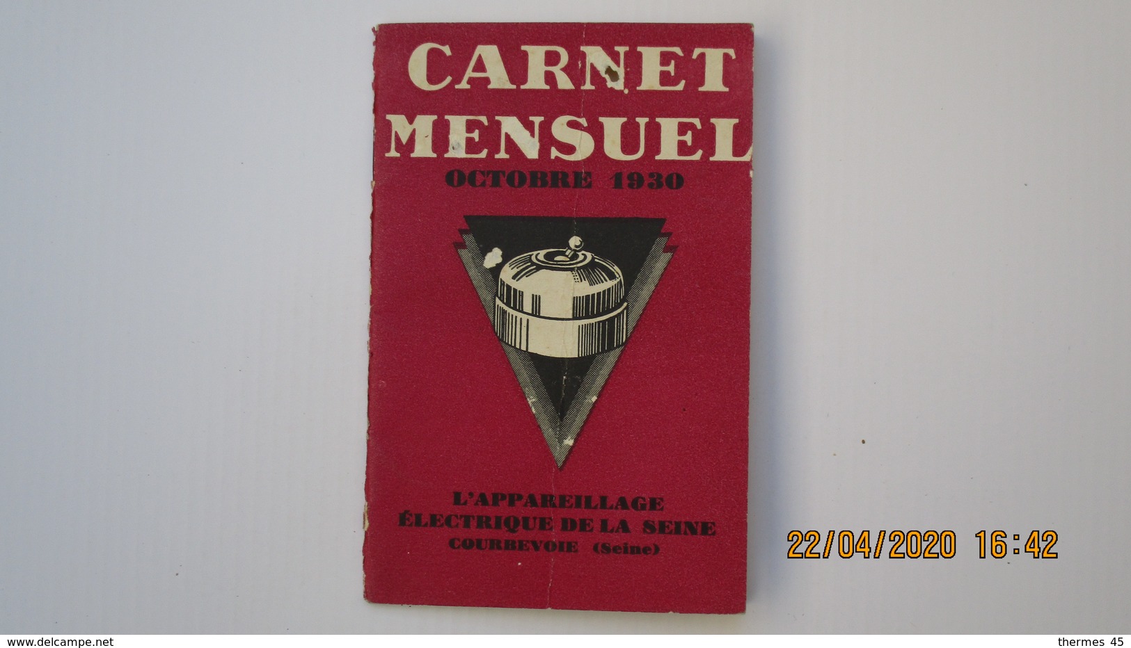 CARNET MENSUEL PUBLICITE DE "L'APPAREILLAGE ELECTRIQUE DE LA SEINE / COURBEVOIE - Other Apparatus