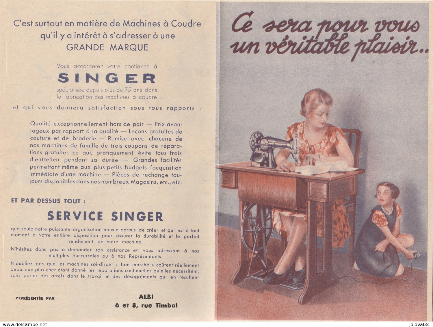 5 Documents Compagnie Singer Machines à Coudre Toulouse Albi Seuriac Tarn - Voir Description - 6 Scan - 1900 – 1949