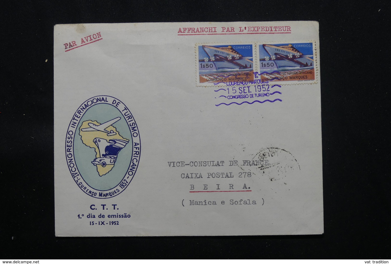 LOURENCO MARQUES - Enveloppe Pour Le Vice Consul De France à Beira En 1952, Affranchissement Plaisant - L 59742 - Lourenzo Marques