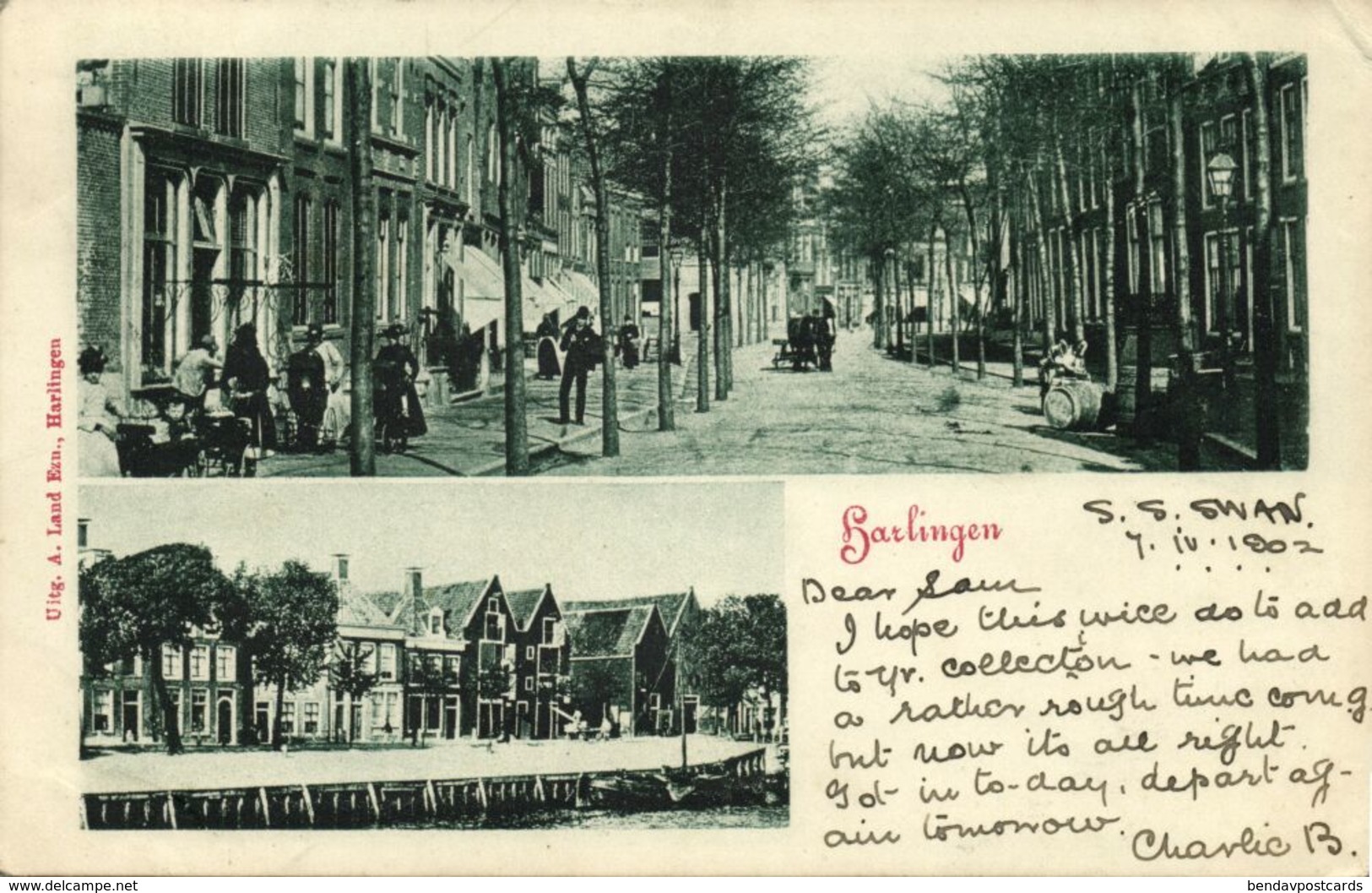 Nederland, HARLINGEN, Meerbeeldkaart, Straatbeeld (1902) Ansichtkaart - Harlingen