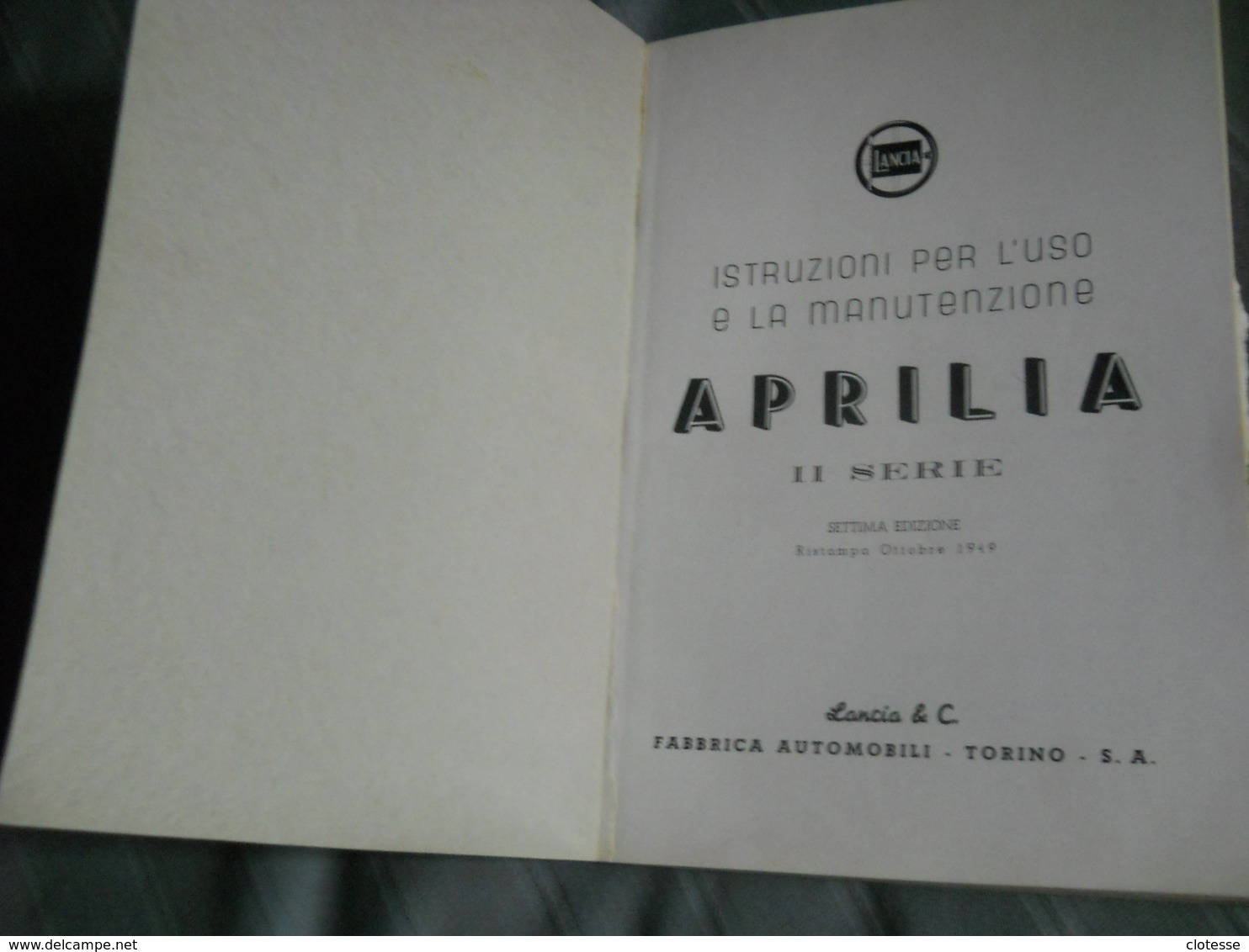 Aprilia Istruzioni Per L'uso E La Manutenzione - Autres & Non Classés