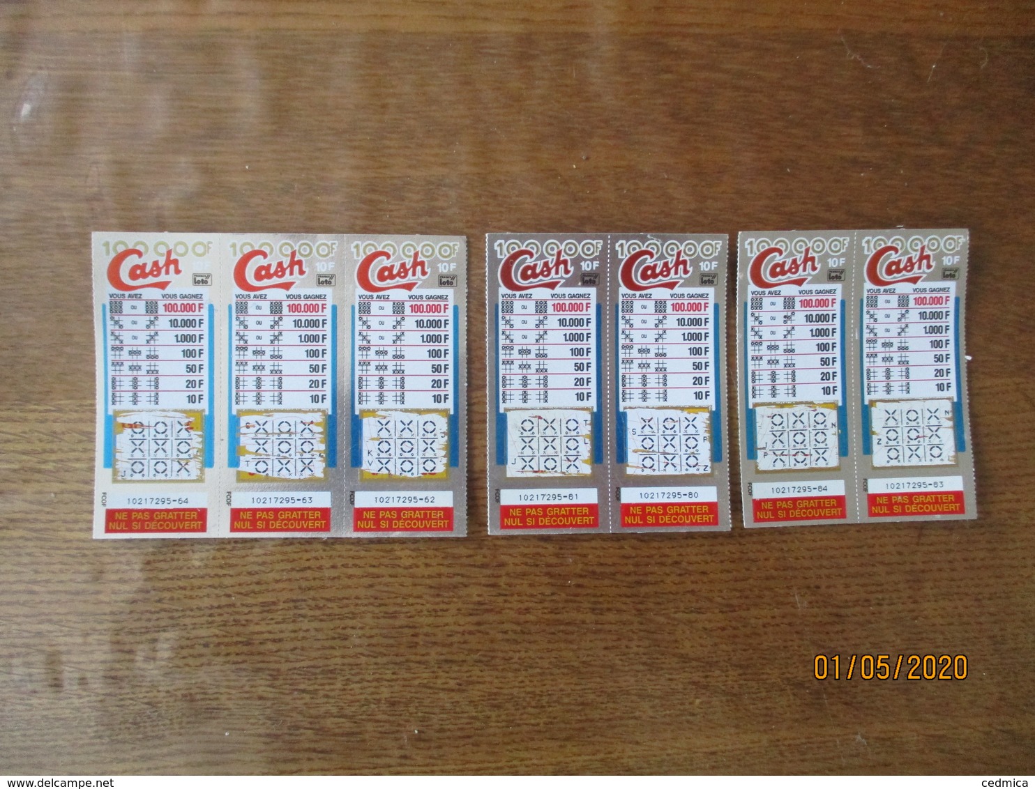 7 TICKETS DE CASH 10F FRANCE LOTO - Billets De Loterie