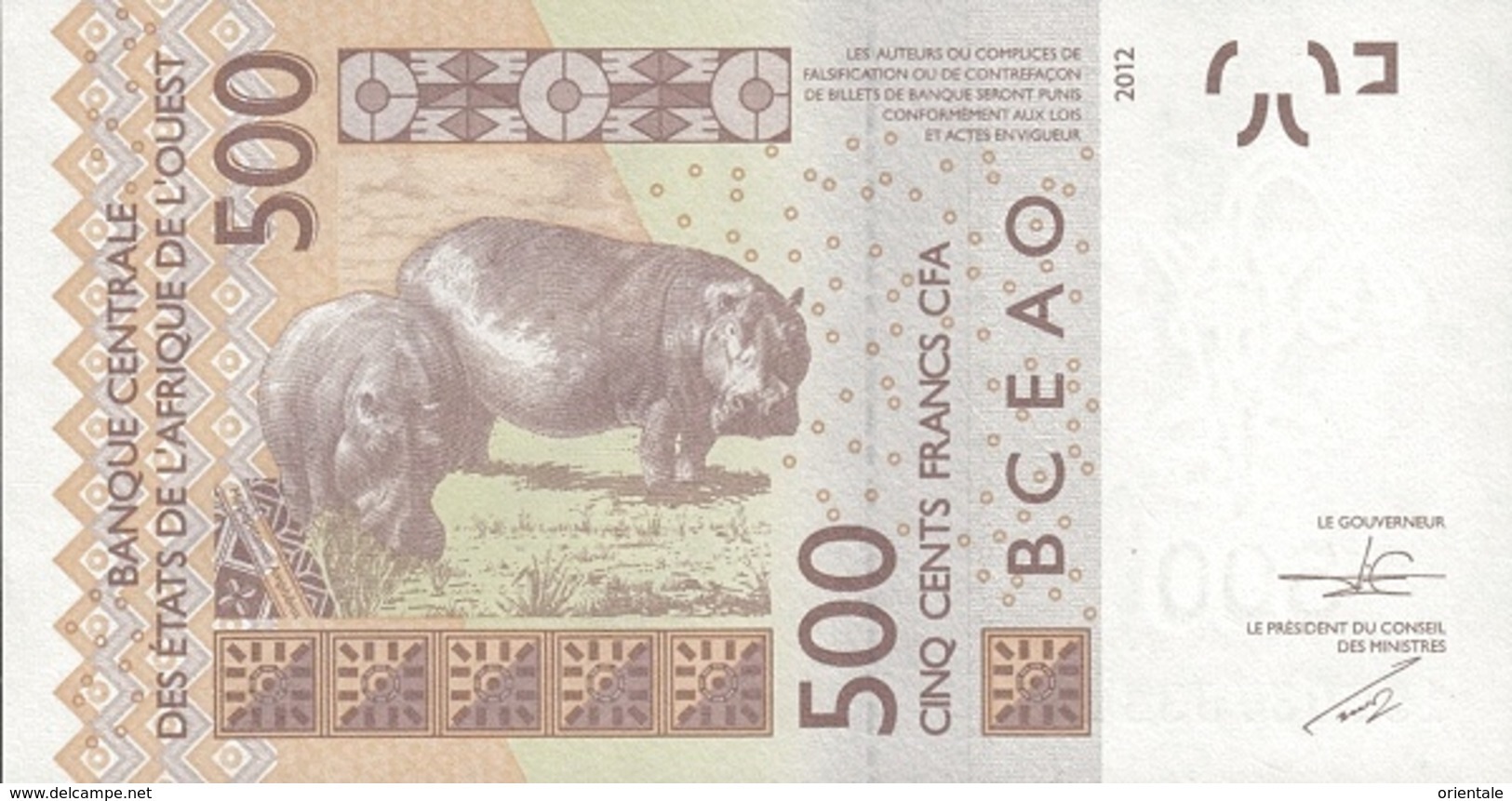 WEST AFRICAN STATES P. 719Kd 500 F 2015 UNC - Senegal