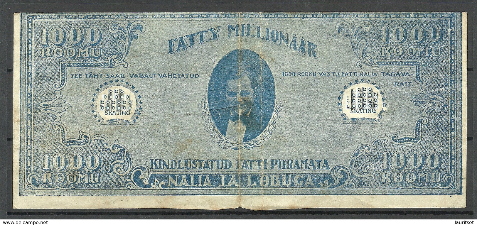 Estland Estonia 1920ies Fatty Millionäär 1000 RÕÕMU Fantasy Banknote - Estonie